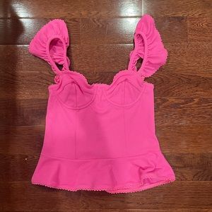 river island pink ruffle sleeves blouse